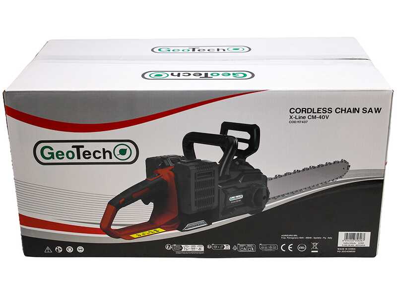 GeoTech X-Line CM-40V - Elettrosega a batteria - Barra 40 cm - 40V 2Ah