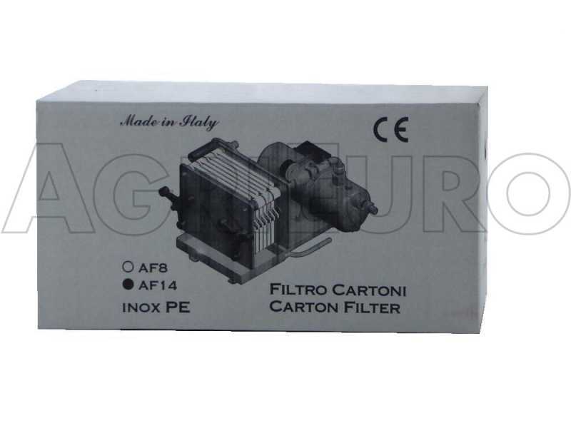 Enotecnica Pillan AF14 - Filtro per vino a cartoni e piastre 20x20 - pompa enologica-telaio/pompa acciaio INOX