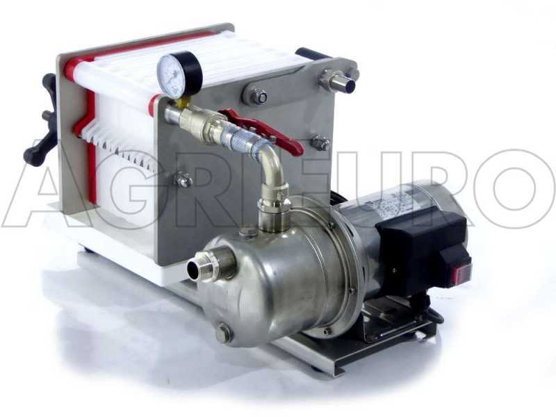 Enotecnica Pillan AF14 - Filtro per vino a cartoni e piastre 20x20 - pompa enologica-telaio/pompa acciaio INOX