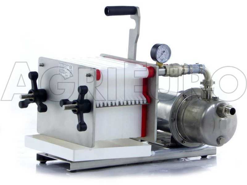 Enotecnica Pillan AF14 - Filtro per vino a cartoni e piastre 20x20 - pompa enologica-telaio/pompa acciaio INOX