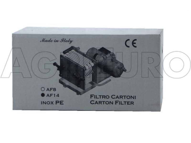 Premium Line AF14 - Filtro per vino a cartoni e piastre 20x20 - pompa enologica-telaio/pompa acciaio INOX