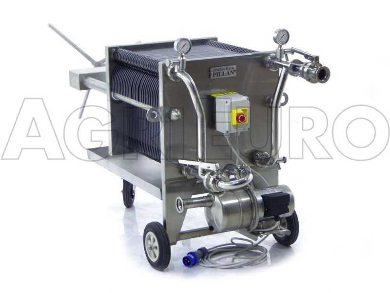 Enotecnica Pillan FC43 - Filtro professionale per cantina FC43 da 30 cartoni 40x40 cm - telaio/pompa acciaio INOX
