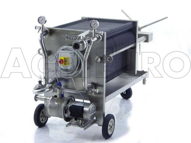 Enotecnica Pillan FC44 - Filtro professionale per cantina da 40 cartoni 40x40 cm - telaio/pompa acciaio INOX