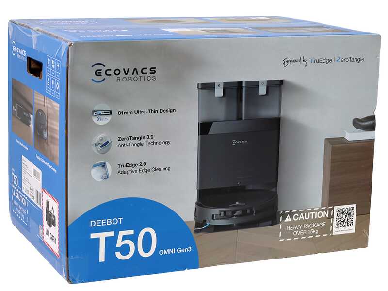 Ecovacs DEEBOT T50 OMNI Gen3 Nero - Robot aspirapolvere e lavapavimenti - Stazione automatica e aspirazione 25.000 Pa