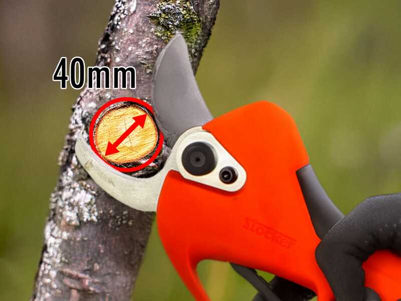 Stocker Magma E-40 TP - Forbice elettrica da potatura - 21 V - Diametro di taglio 40 mm - SENZA BATTERIA E CARICABATTERIA