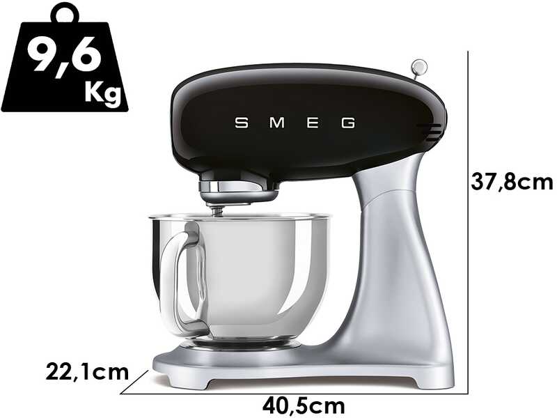 Smeg SMF04BLEU Nero - Impastatrice Planetaria - Vasca in Inox da 4,8 litri