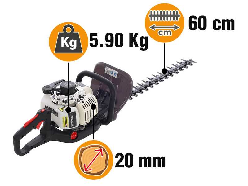 BlackStone HTB-2560 - Tagliasiepi a scoppio - Lama da 60 cm - 25.4 cc