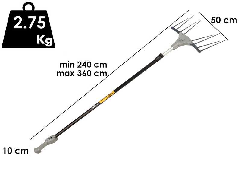 Volpi Super Bomber 285XL - Abbacchiatore elettrico 240/360 cm a batteria a zaino 44V 17.5Ah - Asta telescopica in alluminio
