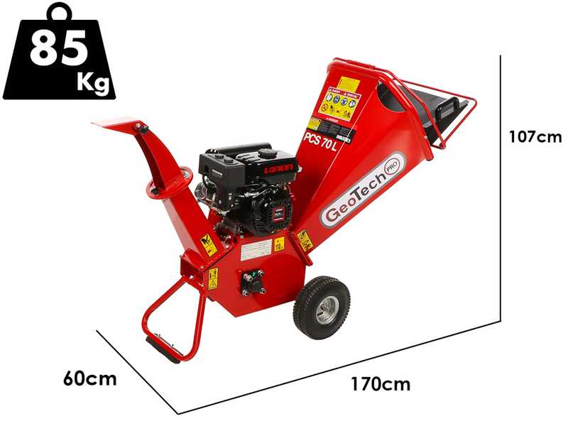 GeoTech-Pro PCS70L - Biotrituratore a scoppio professionale  - Motore Loncin 7 HP