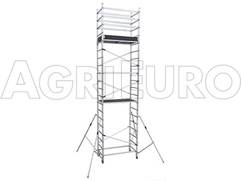 Facal Alto 620 - Trabattello professionale in alluminio - 4 ruote frenanti - Altezza 6,20m