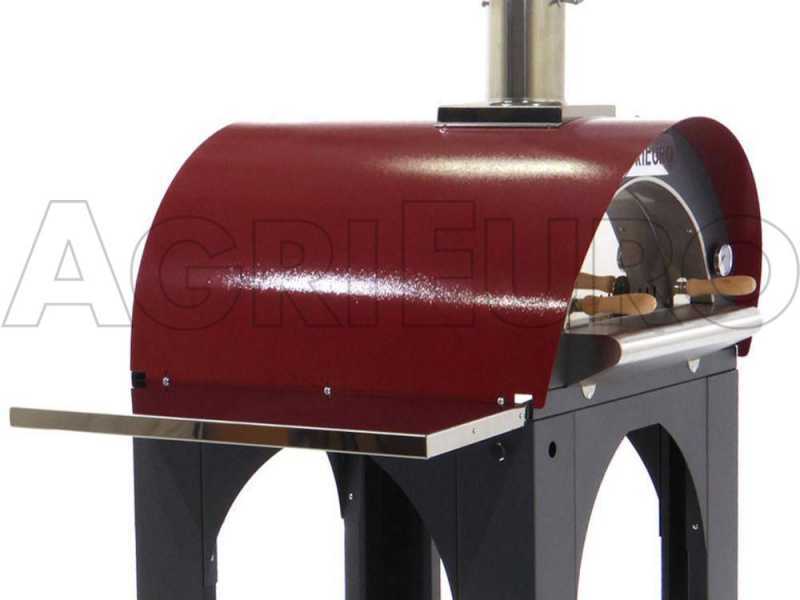 AgriEuro Cibus - Forno a legna per pizza da esterno Red 60x60 - In acciaio verniciato