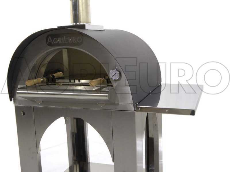 AgriEuro Cibus - Forno a legna per pizza da esterno Inox 60x60 - Capacit&agrave; cottura: 2 pizze