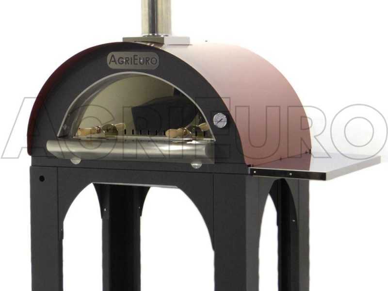 AgriEuro Cibus Red - Forno a legna per pizza da esterno 80x60 - In acciaio verniciato