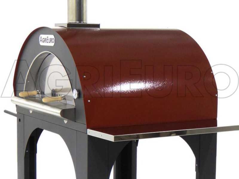 AgriEuro Cibus Red - Forno a legna per pizza da esterno 100x80 - In acciaio verniciato