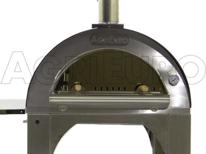 AgriEuro Cibus - Forno a legna per pizza da esterno 80x60 - Capacit&agrave; cottura: 4 pizze - Inox