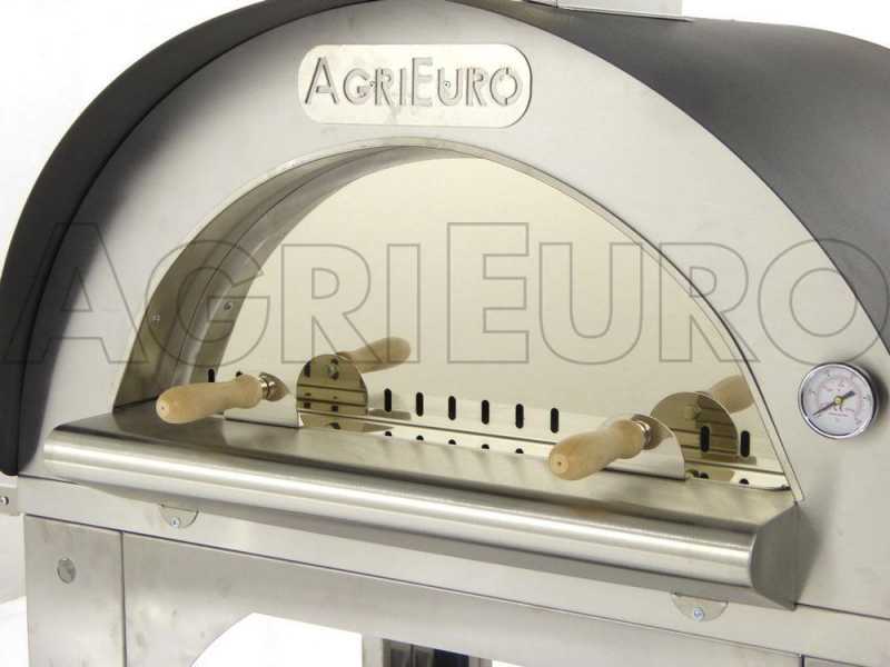 AgriEuro Cibus - Forno a legna per pizza da esterno 80x60 - Capacit&agrave; cottura: 4 pizze - Inox