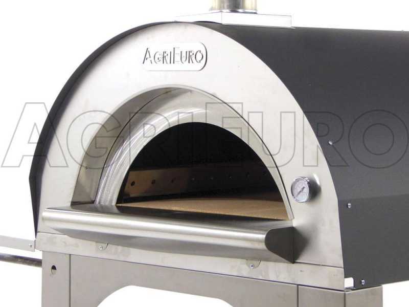 AgriEuro Cibus Inox 100x80 - Forno a legna da esterno con capacit&agrave; di cottura: 5 pizze