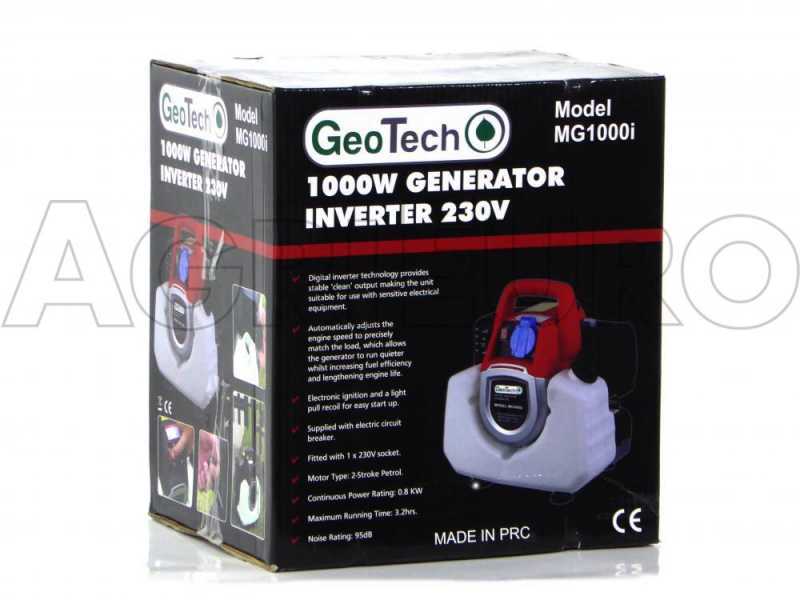 GeoTech MG1000i - Generatore di corrente silenziato portatile inverter 1 kW - Continua 0.8 kW Monofase