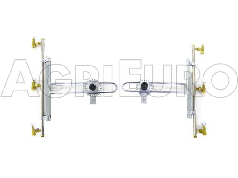Coppia aste inox irrorazione con getti a farfalla in ottone 3+3 completo di supporti INOX