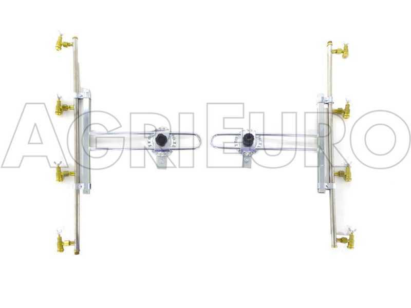 Coppia aste inox irrorazione con getti a farfalla in ottone 4+4 completo di supporti INOX