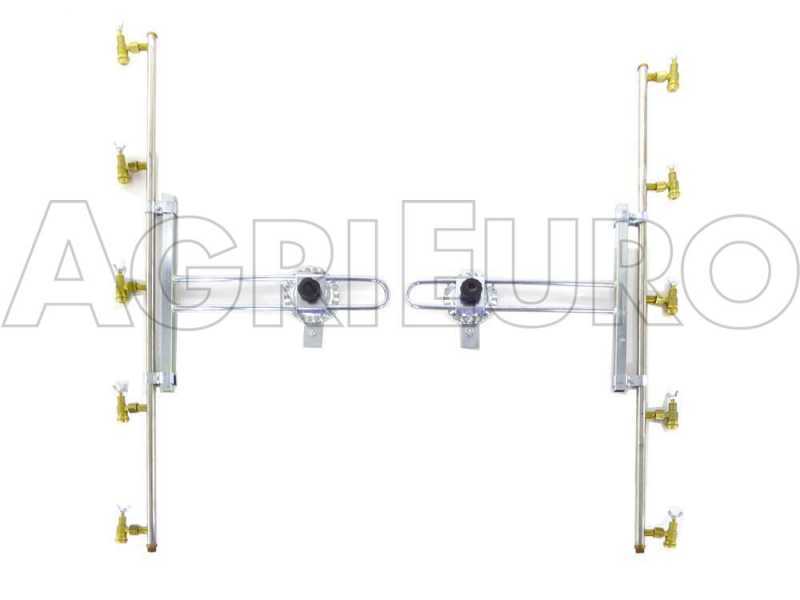 Coppia aste inox irrorazione con getti a farfalla in ottone 5+5 completo di supporti INOX