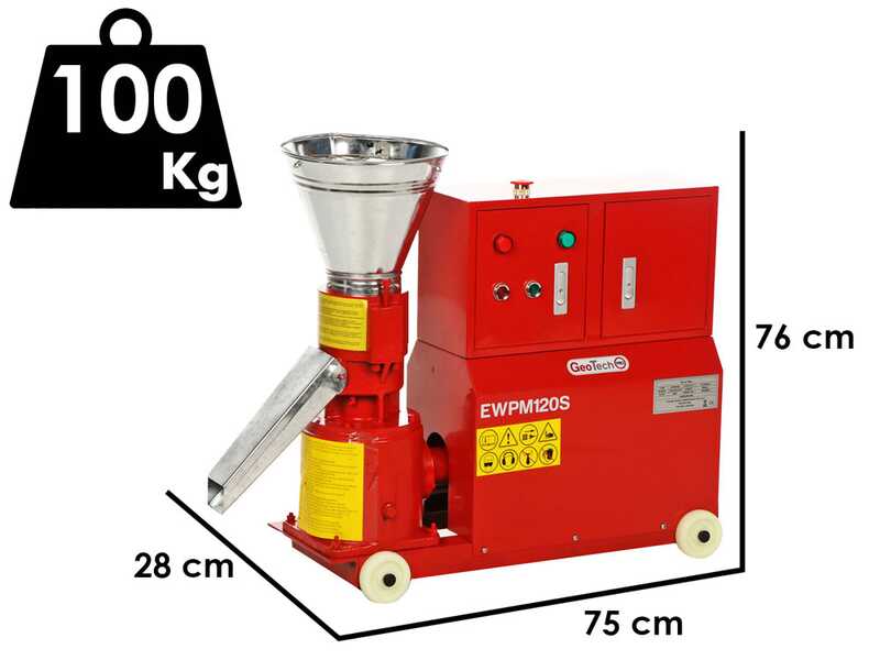 GeoTech-Pro EWPM120S - Pellettatrice monofase - Produzione in casa del pellet da riscaldamento
