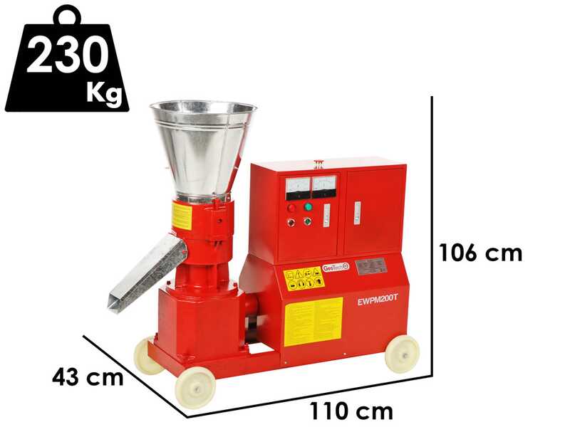 GeoTech-Pro EWPM200T - Pellettatrice trifase - Produzione in casa del pellet da riscaldamento