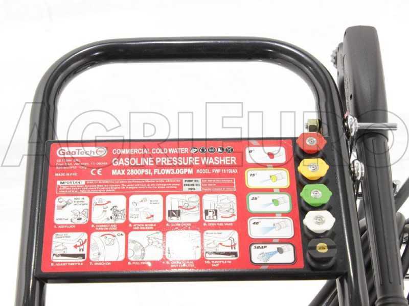 GeoTech-Pro PWP 17/250 ZW - Idropulitrice a scoppio - 248 bar - Motore Loncin a benzina 389cc