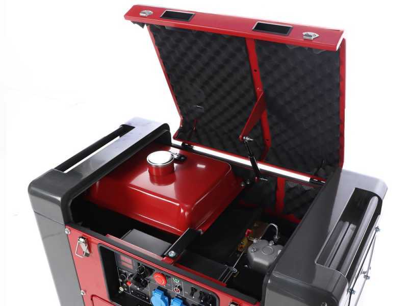 GeoTech-Pro DGP8000SE - Generatore di corrente diesel silenziato carrellato con AVR 6 kW - Continua 5.5 kW Monofase