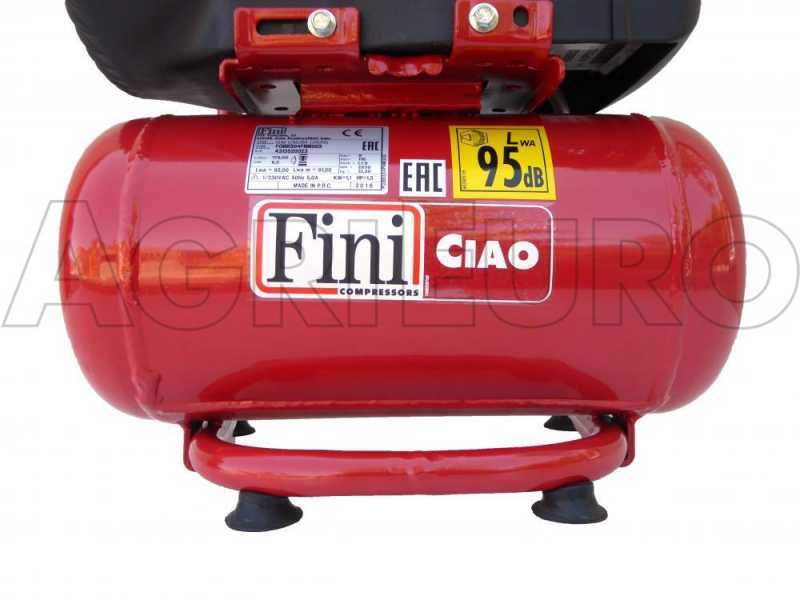 Fini Ciao 6 - Compressore aria elettrico portatile monofase, oil-less - Motore 1,5 HP - 6 lt