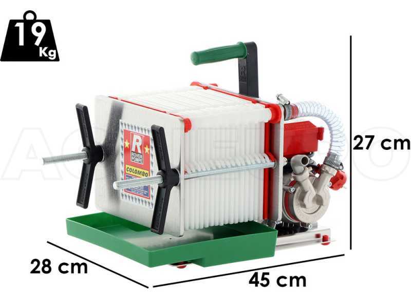 Rover Colombo 18 Inox - Filtro per vino a cartoni e piastre - Pompa per vino in Novax