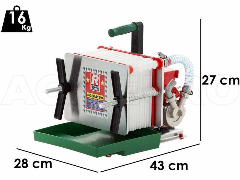 Rover Colombo 12 Inox - Filtro per vino a cartoni e piastre - Pompa per vino in Novax