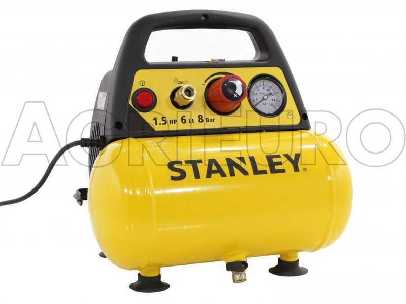Stanley DN 200/8/6 - Compressore aria elettrico portatile monofase, oil-less - Motore 1.5 HP - 6 lt