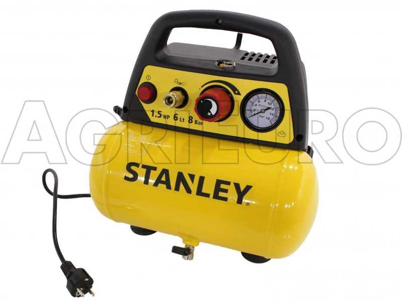 Stanley DN 200/8/6 - Compressore aria elettrico portatile monofase, oil-less - Motore 1.5 HP - 6 lt