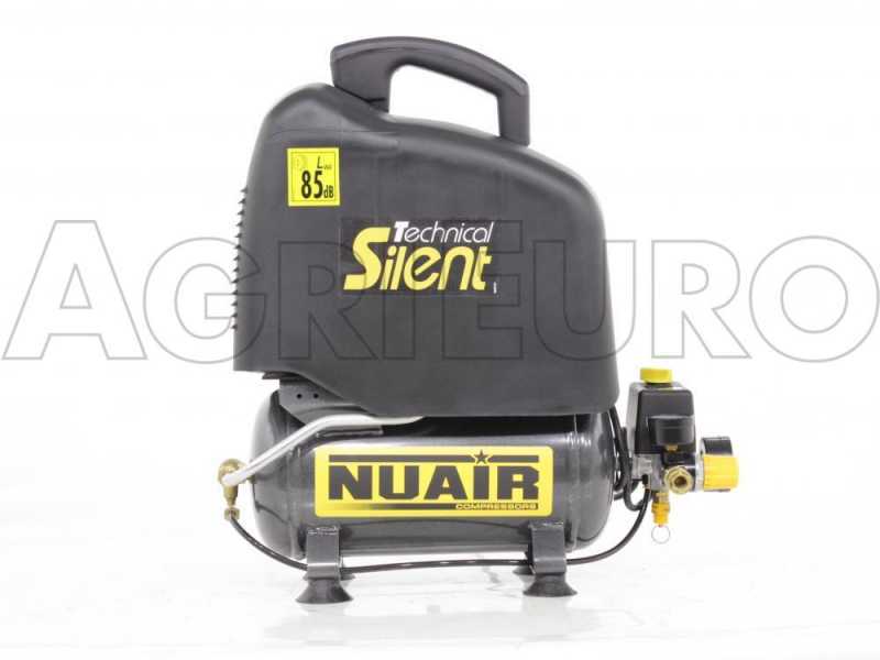 Nuair OM200/6 Sil Tech - Compressore aria elettrico portatile monofase silenziato, oil-less - Motore 1 HP - 6 lt