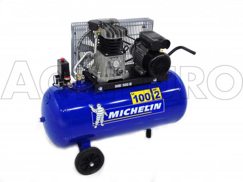Michelin MB 100 B - Compressore aria elettrico monofase a cinghia - Motore 2 HP - 100 lt