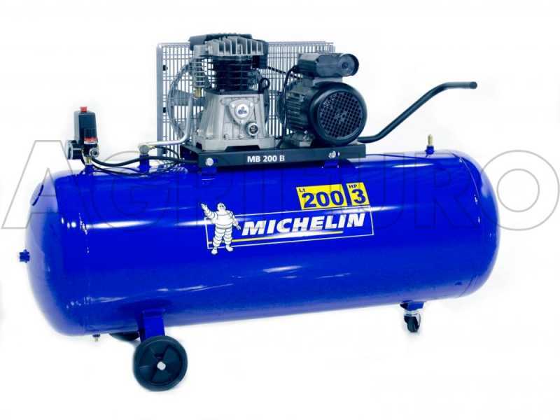 Michelin MB 200 3B - Compressore aria elettrico monofase a cinghia - Motore 3 HP - 200 lt
