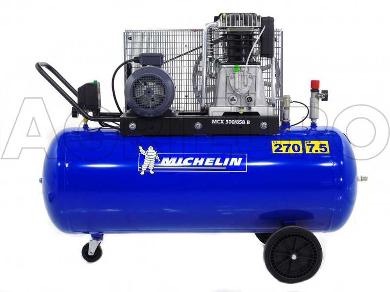 Michelin MCX 300 858 - Compressore aria elettrico trifase a cinghia - Motore 7.5 HP - 270 lt