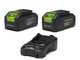Greenworks G48LM41ST25K2X - Kit Tagliaerba a batteria + Tagliabordi a batteria - 48V - 2x 24V/2Ah