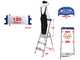 Facal Maxi GM/5M, 5 gradini, 1.66 m - Scalandrino in alluminio con cavalletto - Altezza stimata operativa 2.95 m