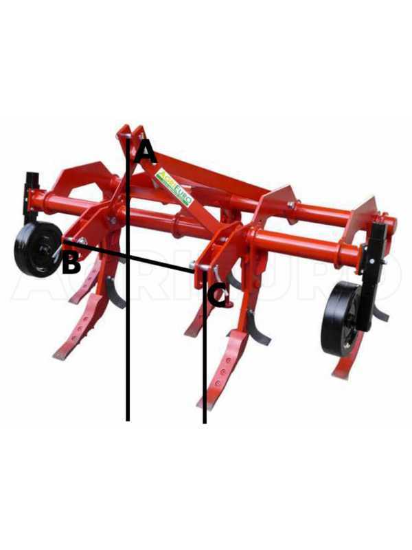 Ripuntatore agricolo a trattore AgriEuro serie 270 Media 7 ancore - Con ruote in acciaio
