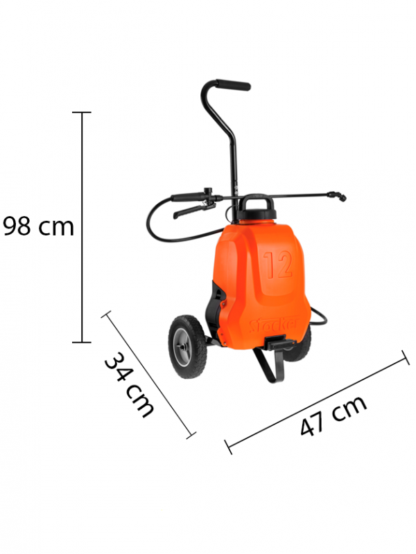 Stocker 1239 - Pompa irroratrice a spalla + trolley - Batteria al litio - 12L