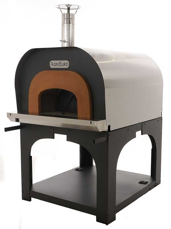 Forno a legna da esterno Cibus Inox 1000 con camera &Oslash;100 - 6 pizze