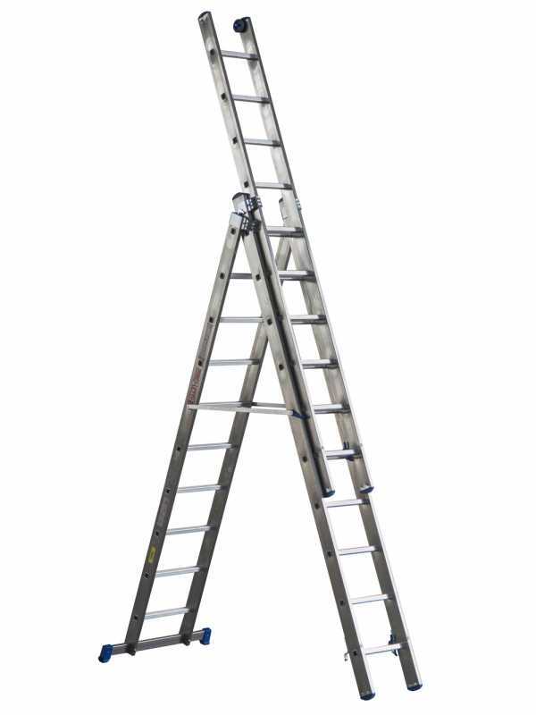 Marchetti Azzurra A3 A310, 3x10 gradini, 7.55 m - Scala in alluminio allungabile - Altezza stimata operativa 8.55 m