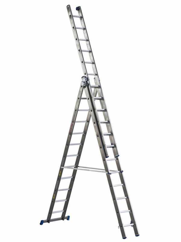 Marchetti Azzurra A3 A312, 3x12 gradini, 8.65 m - Scala in alluminio allungabile - Altezza stimata operativa 9.65 m