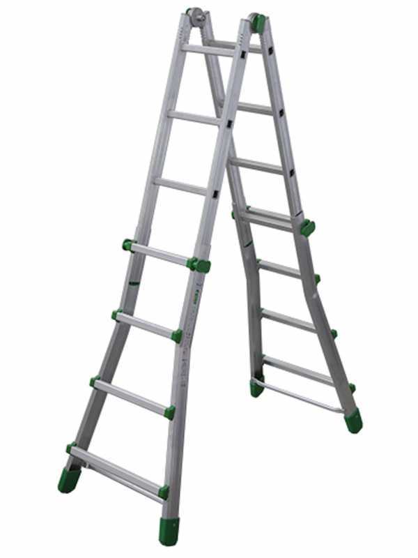 Facal Eurobriko 16 BK/2, 2x8 gradini, 4 m - Scala in alluminio telescopica - Altezza stimata operativa 4.90 m