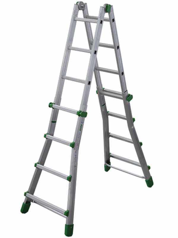 Facal Eurobriko 16 BK/2, 2x8 gradini, 4 m - Scala in alluminio telescopica - Altezza stimata operativa 4.90 m