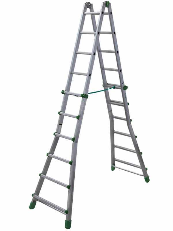 Facal Eurobriko 16 BK/4, 2x10 gradini, 5.12 m - Scala in alluminio telescopica - Altezza stimata operativa 6.05 m