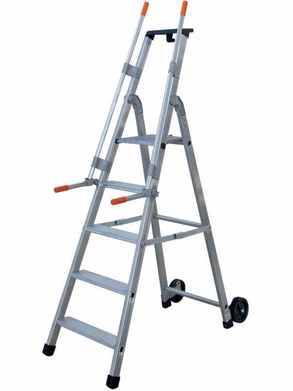 Facal Mayor&agrave; Tecnoscala QM-5, 5 gradini, 1.82 m - Scala da lavoro con ruote e maniglie - Altezza stimata operativa 2.92 m