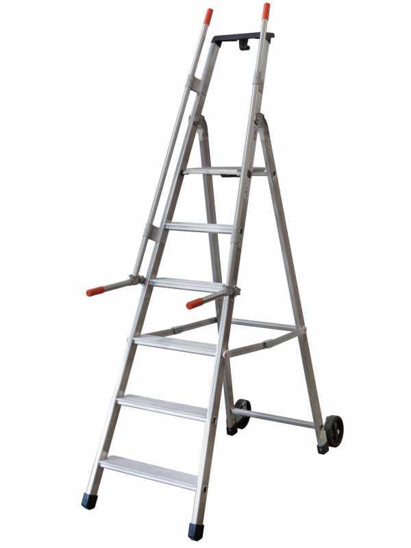 Facal Mayor&agrave; Tecnoscala QM-7, 7 gradini, 2.29 m - Scala da lavoro con ruote e maniglie - Altezza stimata operativa 3.39 m